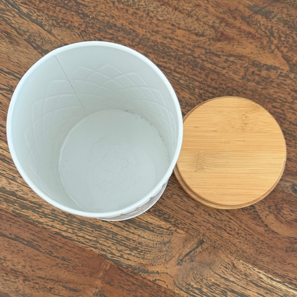 White Coffee Canister with Bamboo Lid - Picture 5 of 5
